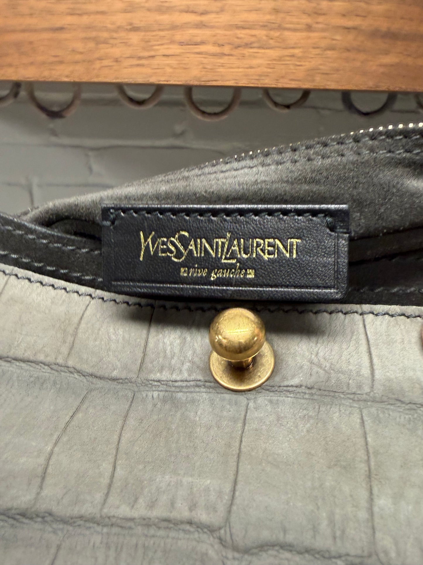 2000s Yves Saint Laurent Rive Gauche ‘Muse Two’ Croc Embossed Handbag