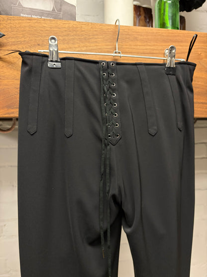 Vintage Jean Paul Gaultier Black ‘Lace Back’ Skinny Flared Leg Trousers
