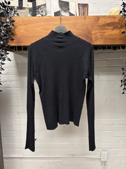 Haider Ackermann ‘Mock Neck’ Black Ribbed Wool Sweater