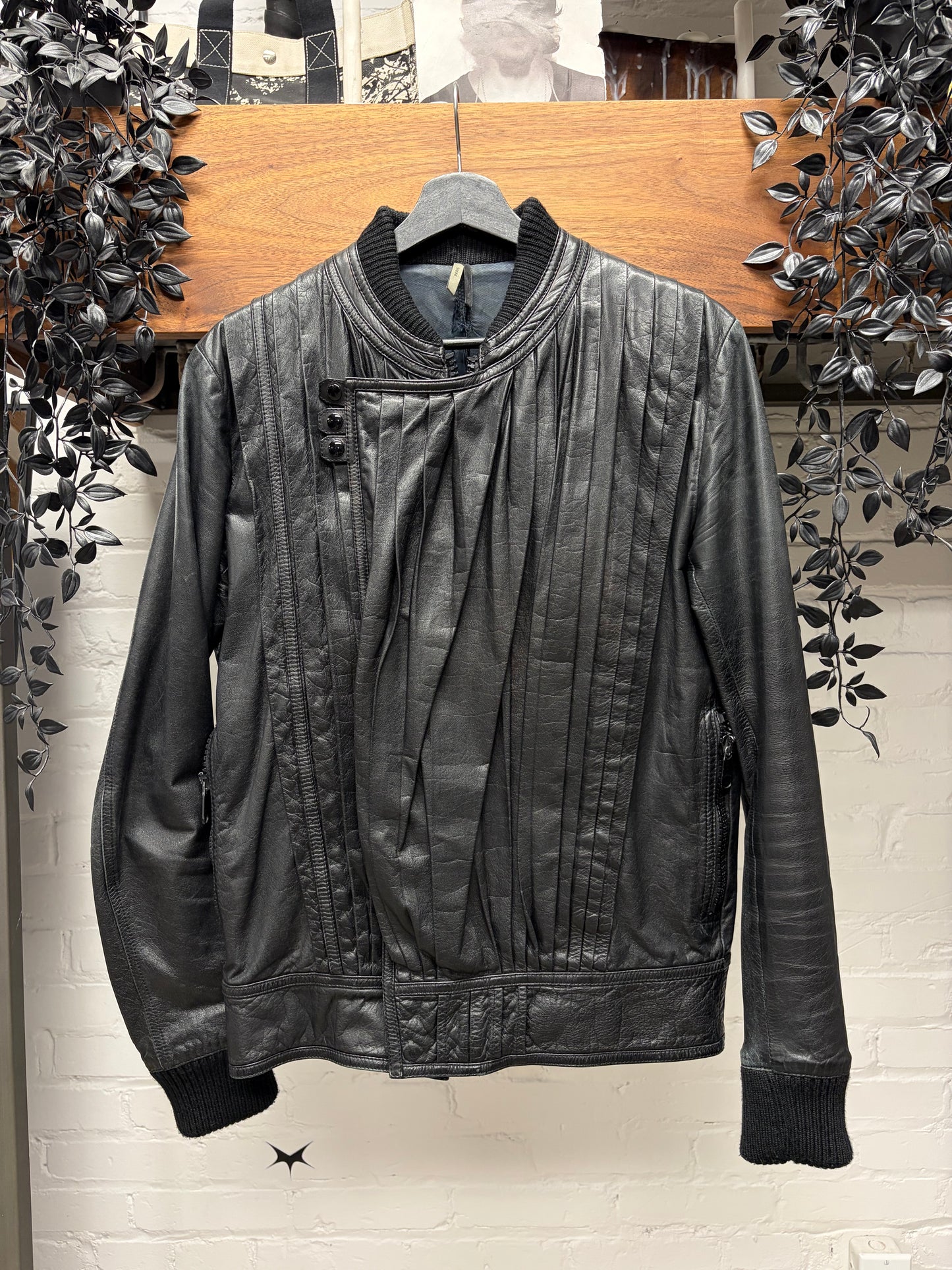 SS2009 Dior Homme by Kris Van Assche Pleated Lambskin Leather Jacket
