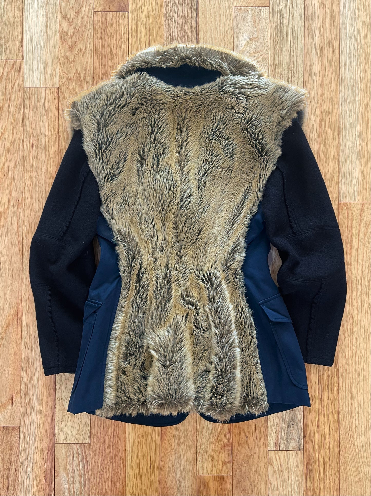 Issey Miyake Rabbit Fur Padded Shoulder Hybrid Military Coat