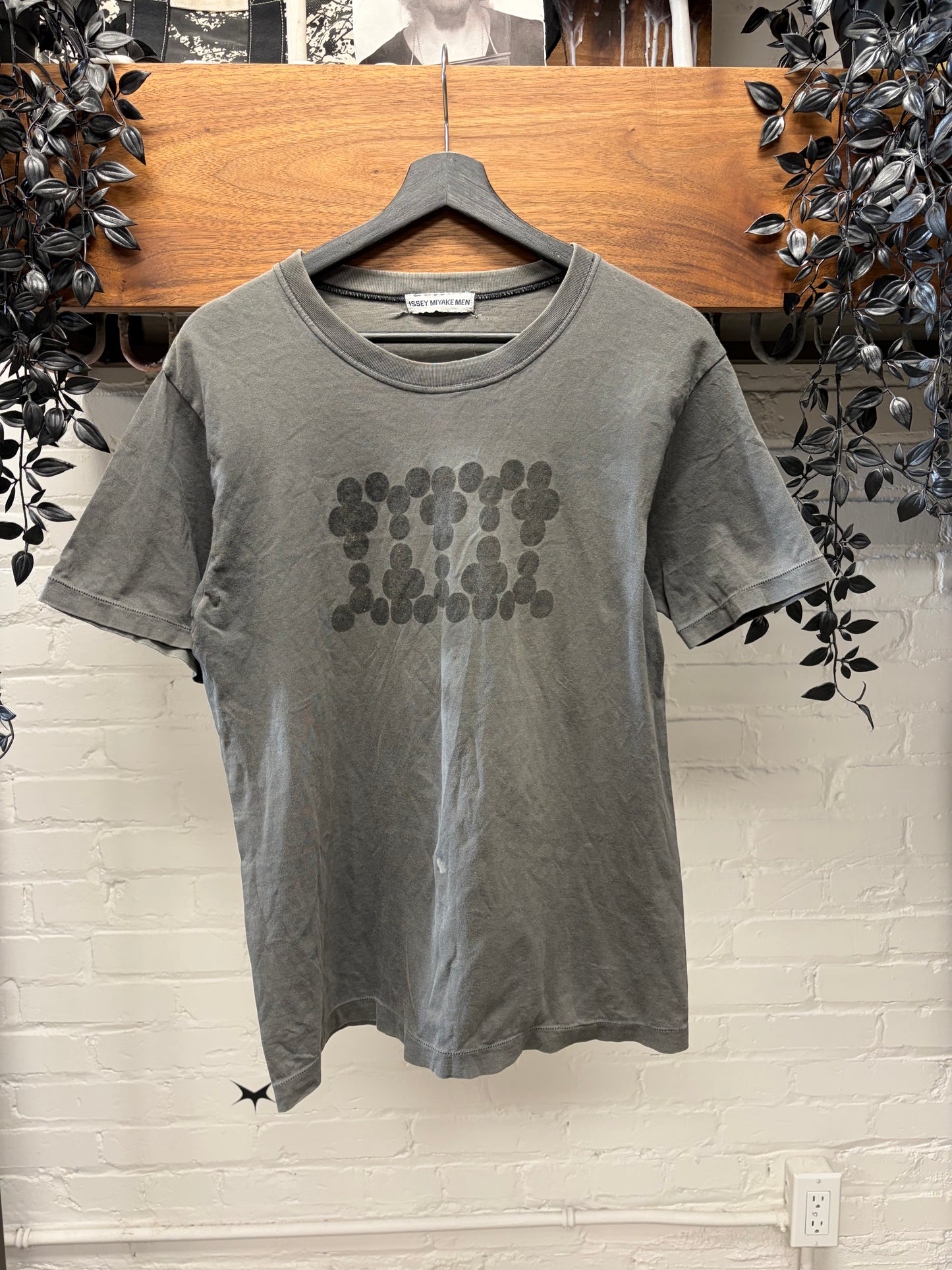 Vintage Issey Miyake ‘Dots’ Washed Grey Graphic T-Shirt