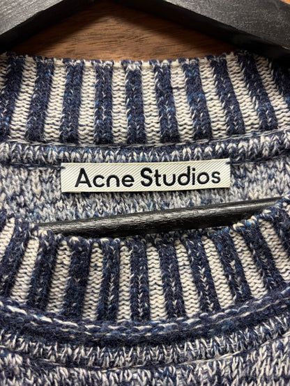Acne Studios ‘Twisted Heart’ Metallic Grey/Blue Knit Sweater