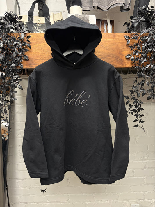 2021 Balenciaga ‘Bébé’ Black Rhinestone Studded Pullover Hoodie