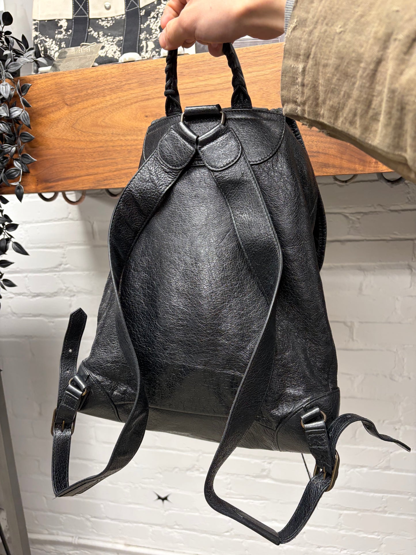 Balenciaga Black Grained Calfskin Leather ‘Classic Traveller’ City Backpack