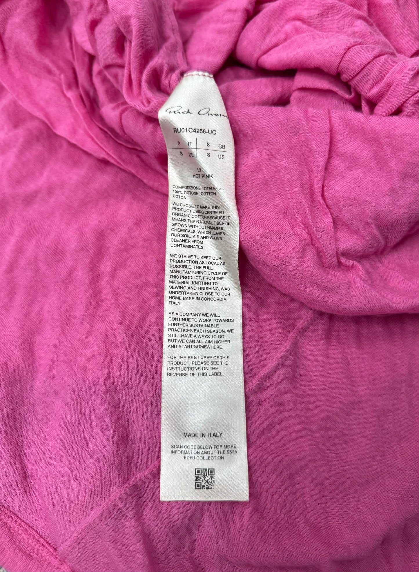 SS2023 Rick Owens ‘Hot Pink’ Double Layer T-Shirt