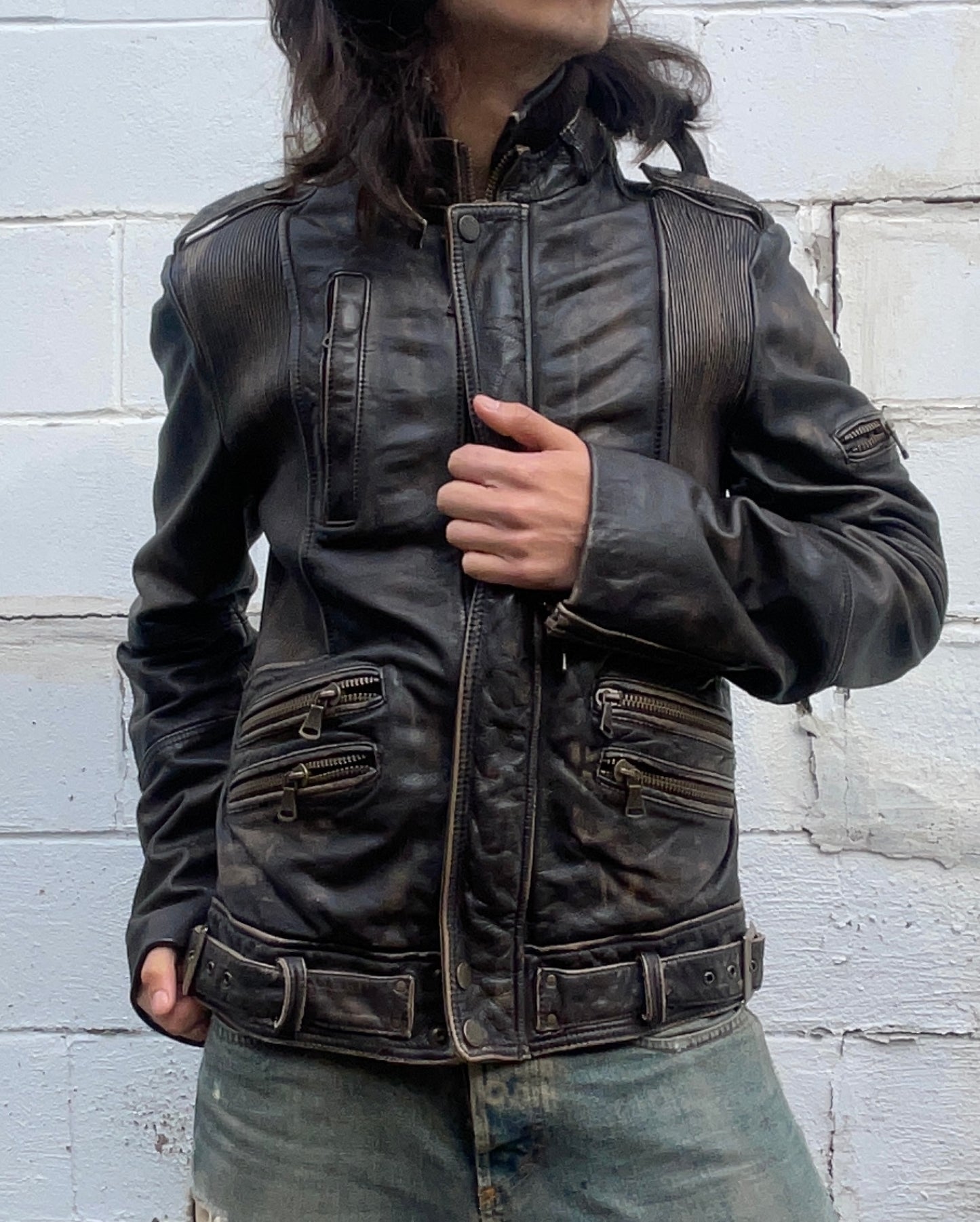 Early 2000’s Dolce & Gabbana Washed Brown Leather Jacket