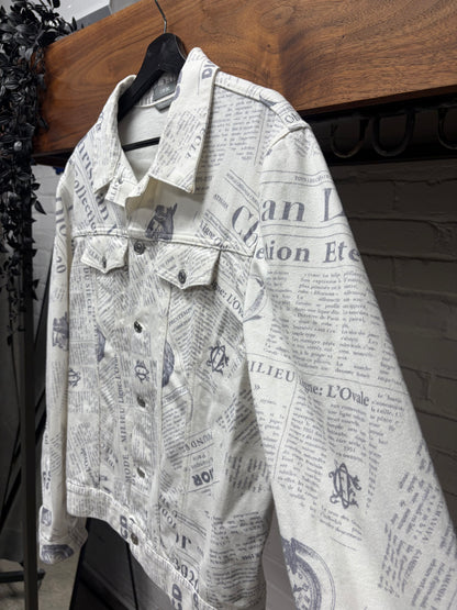 2020 Dior x Daniel Arsham ‘Newspaper Print’ Denim Trucker Jacket