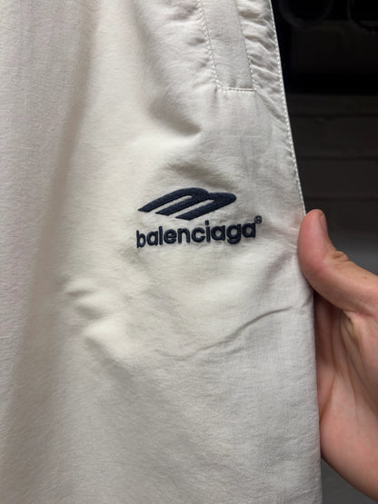Balenciaga ‘3B Sports Logo’ White/Blue Wide Leg Track Pants