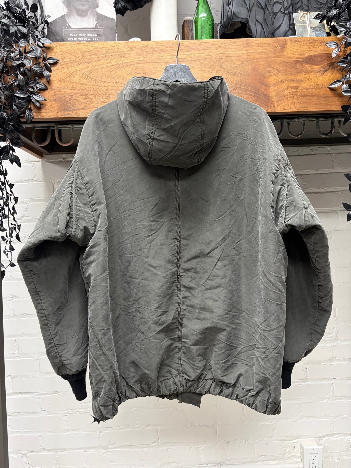 Vintage 2005 Prada Faded Grey Nylon Hooded Zip-Up Jacket