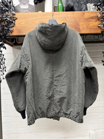Vintage 2005 Prada Faded Grey Nylon Hooded Zip-Up Jacket