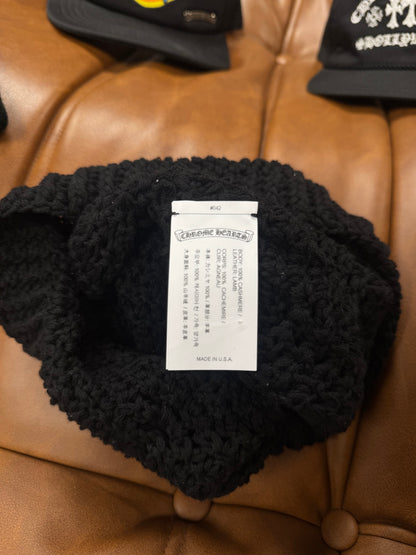 Chrome Hearts Cashmere Leather Cross Patch Knit Beanie