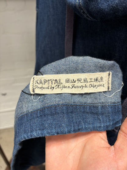 Kapital Hooded Denim Drawstring Closure Military Field Jacket