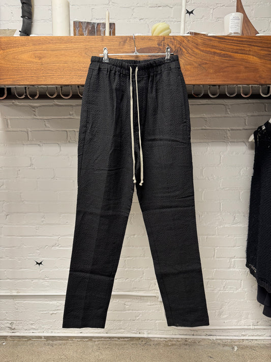 SS2022 Rick Owens ‘Fogachine’ Berlin Relaxed Black Drawstring Pants