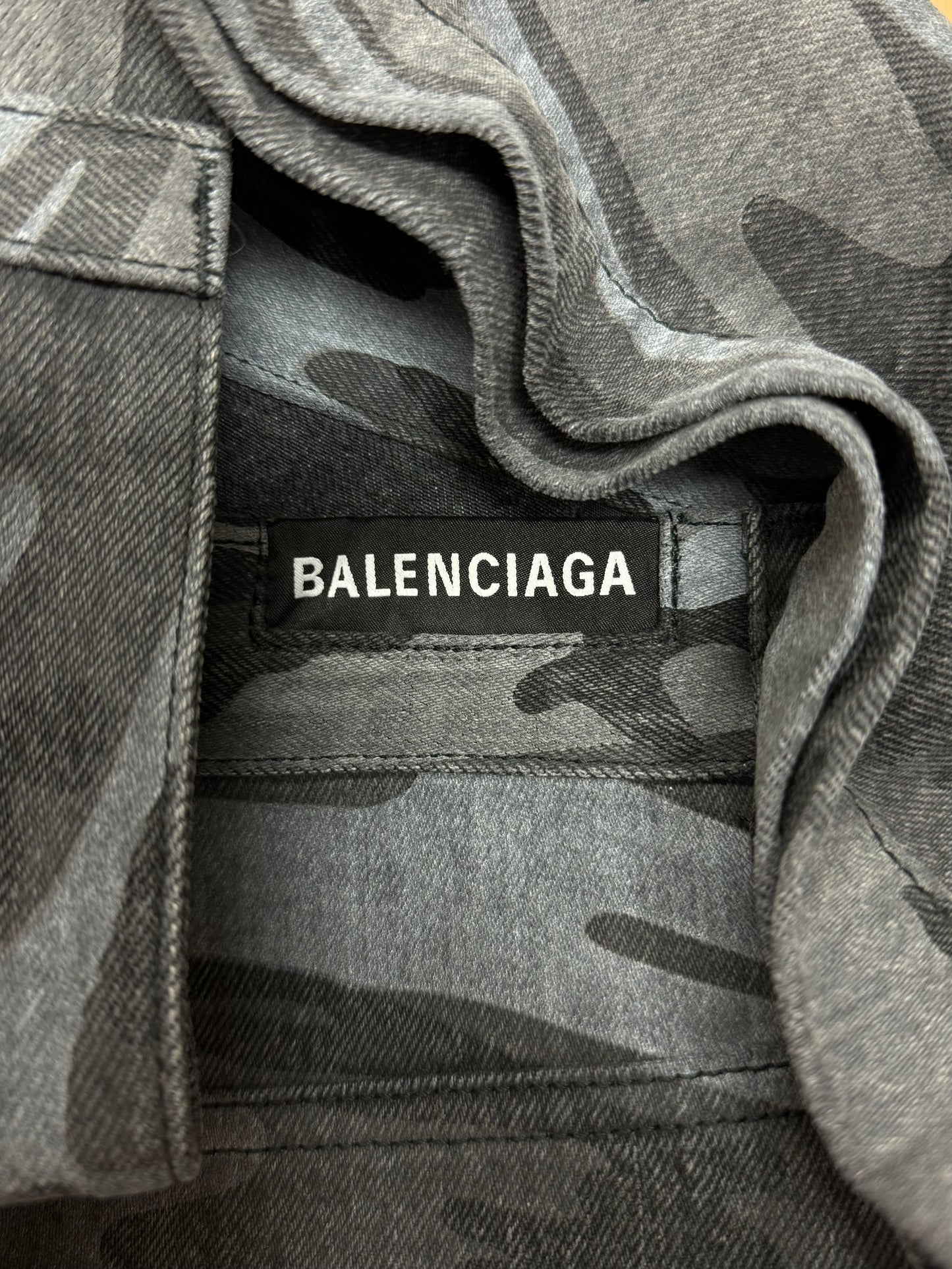 2020 Balenciaga Japan Exclusive ‘Russian Police Camo’ Oversized Denim Shorts