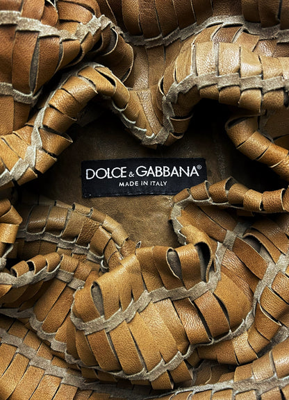 Unreleased Sample Dolce & Gabbana ‘Braided Leather’ Woven Lambskin Jacket.