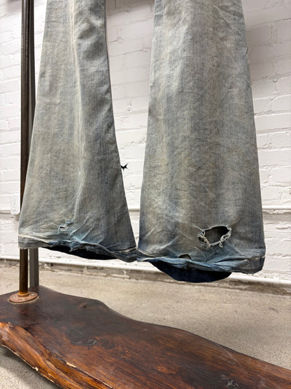 Rick Owens DRKSHDW ‘Sky Grey’ Bolans Flared Cut Denim