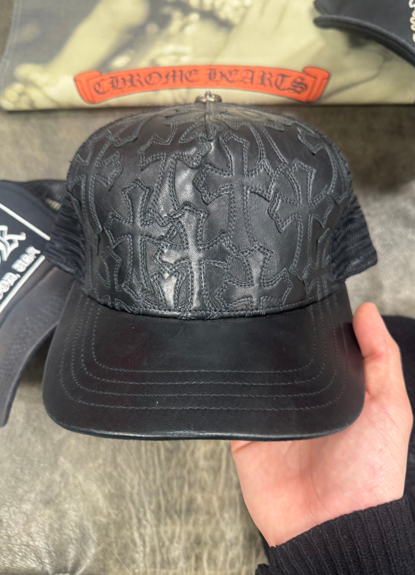 Chrome Hearts ‘Cemetery’ Leather Cross Patch Trucker Hat