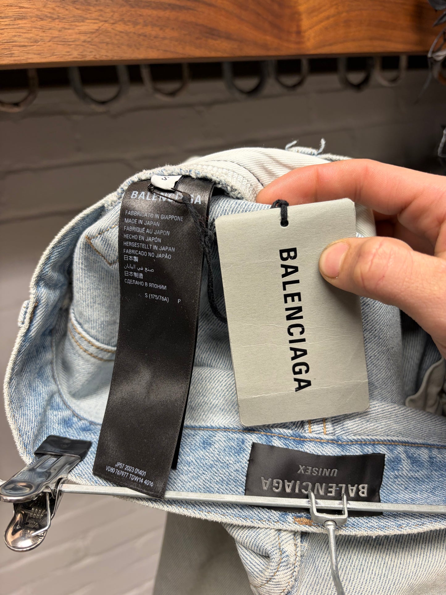SS2024 Balenciaga ‘Size Sticker’ Dirty Blue Baggy Denim