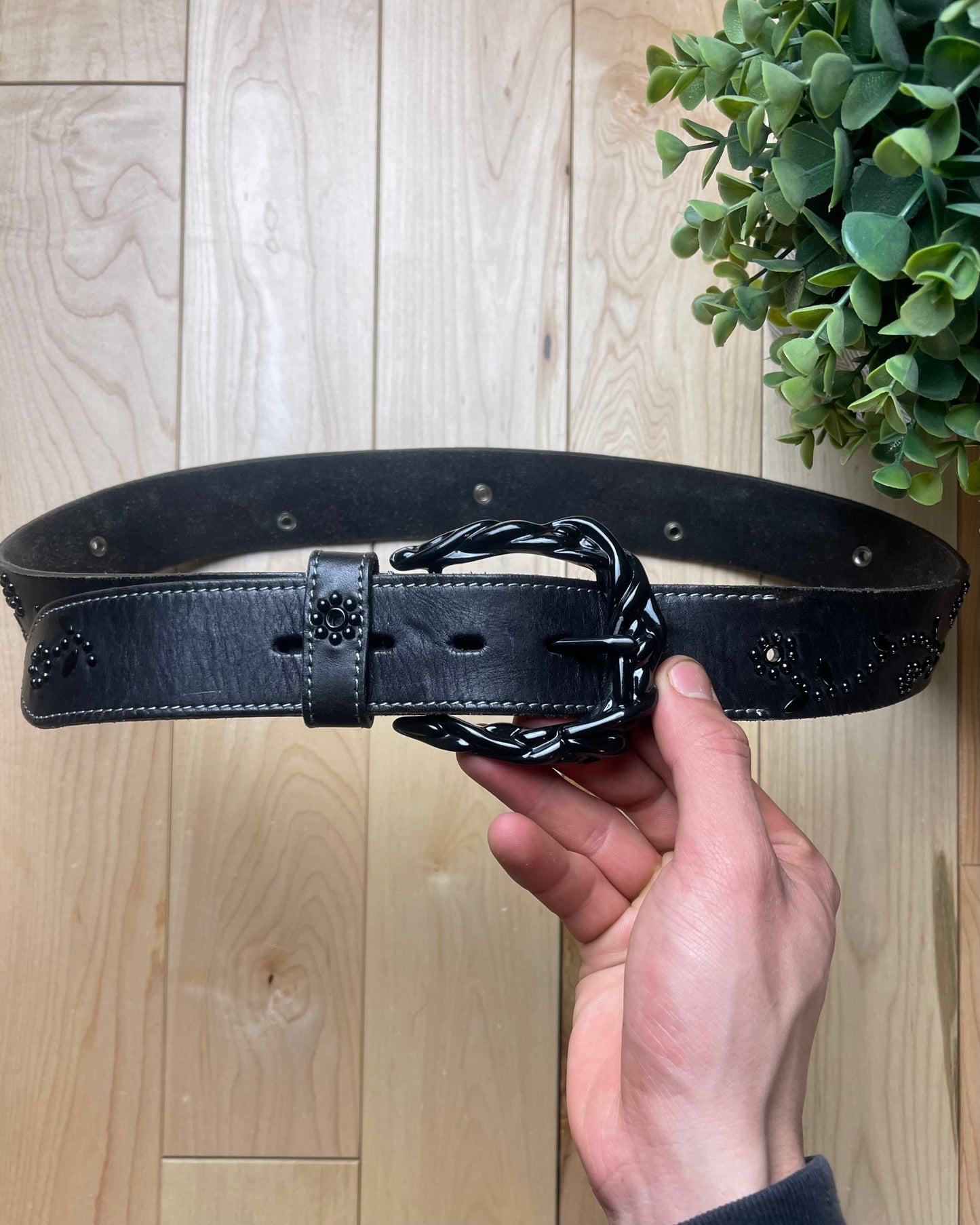 Tornado Mart Studded Black Western Belt