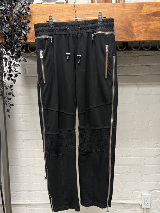 Balmain Side-Zip Black Drawstring Sweatpants