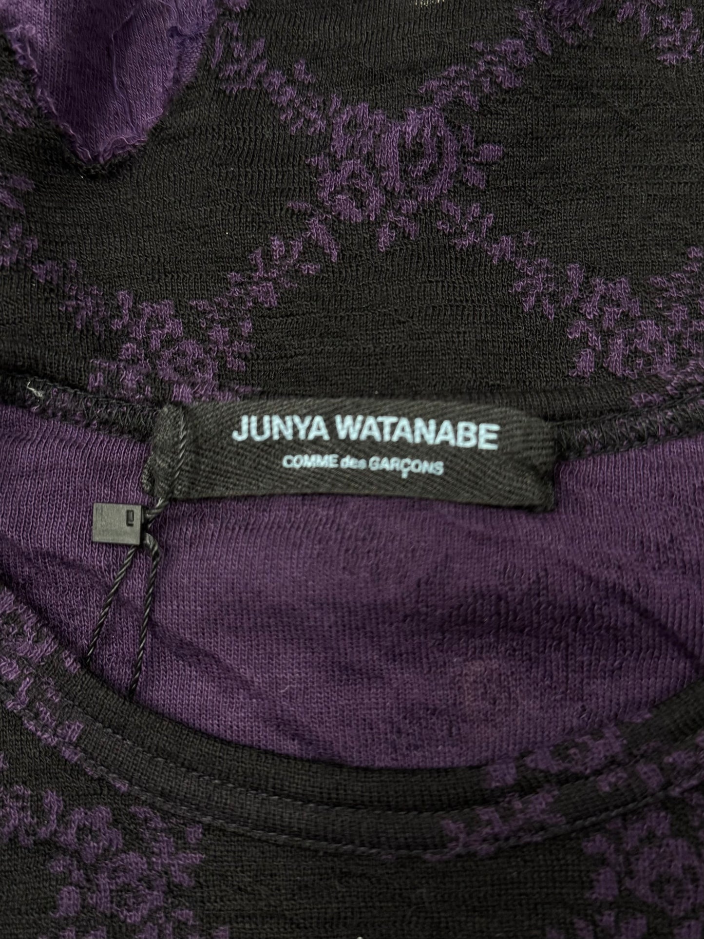 AW2002 Junya Watanabe Black/Purple Diamond Pattern Grunge Sweater