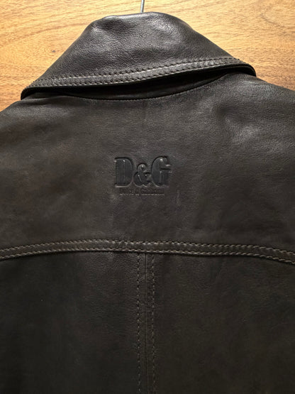 Dolce & Gabbana Natural Brown Patina Lambskin Leather Motorcycling Jacket