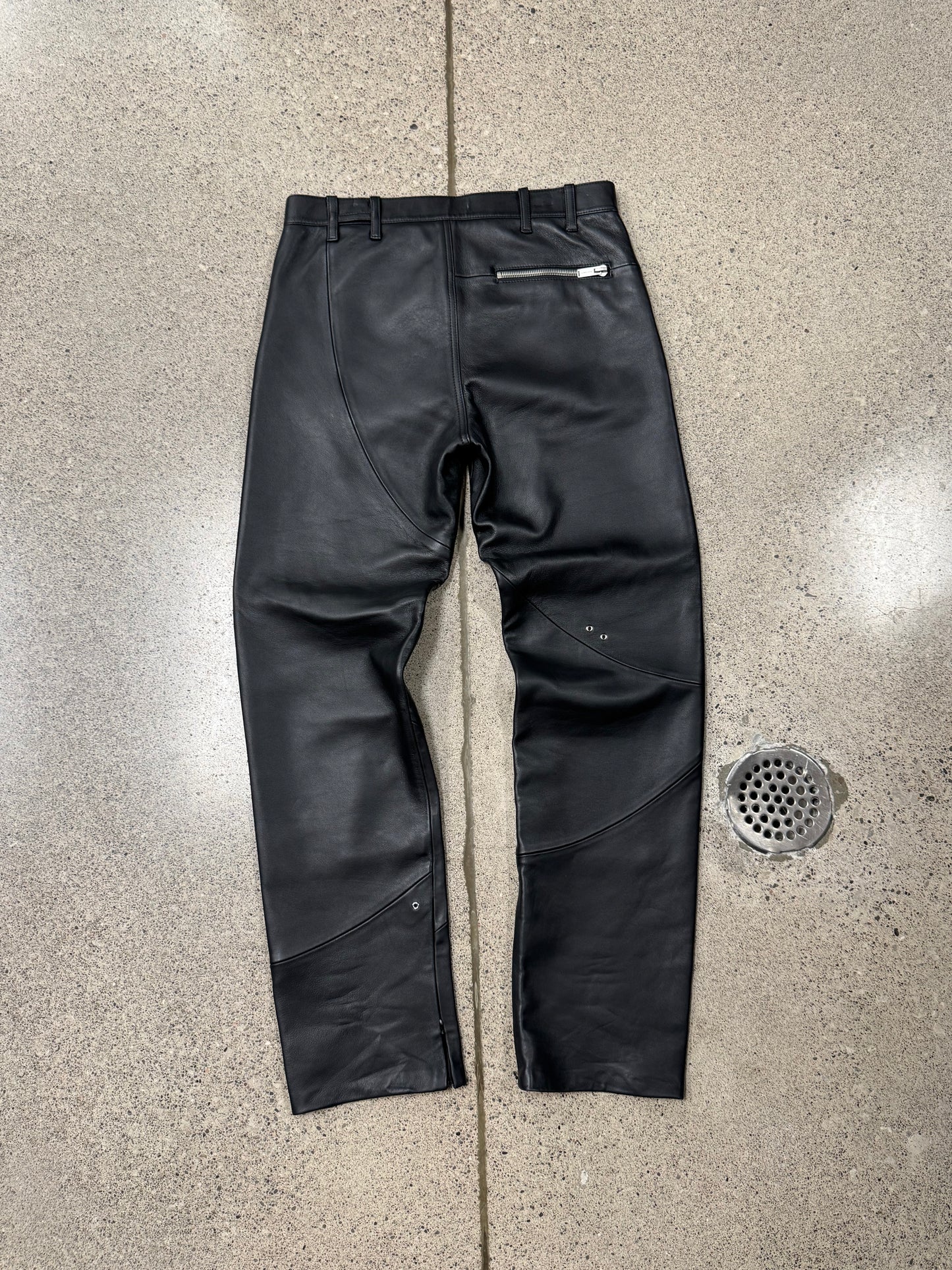 Heliot Emil Black Calfskin Leather Pants