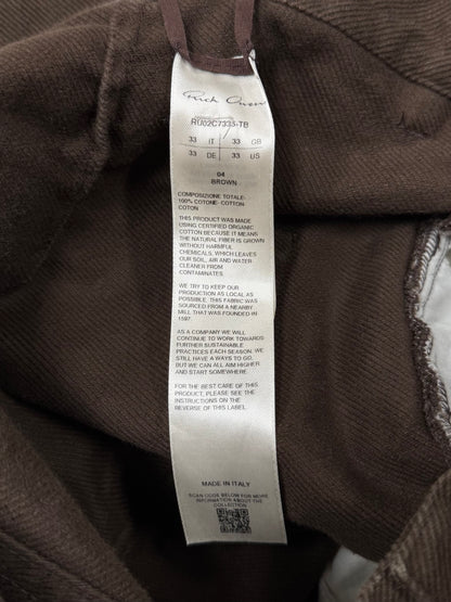 AW2023 Rick Owens ‘Luxor’ Bolans Chocolate Brown Flared Leg Denim