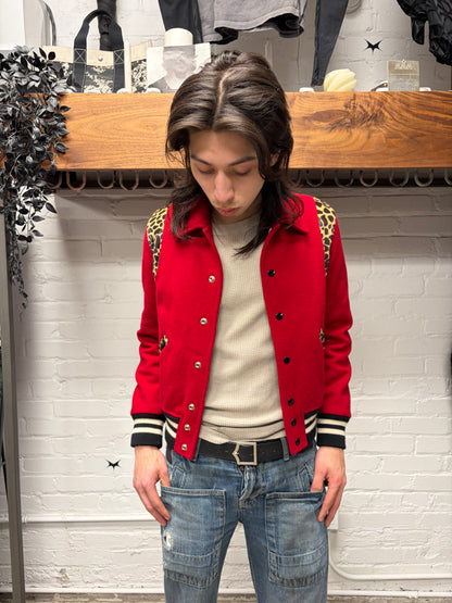 AW2014 Saint Laurent by Hedi Slimane ‘Leopard’ Pony Hair/Red Wool Teddy Jacket