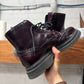 Prada ‘Spazzolato’ Brogue Dark Purple Leather Ankle Boots