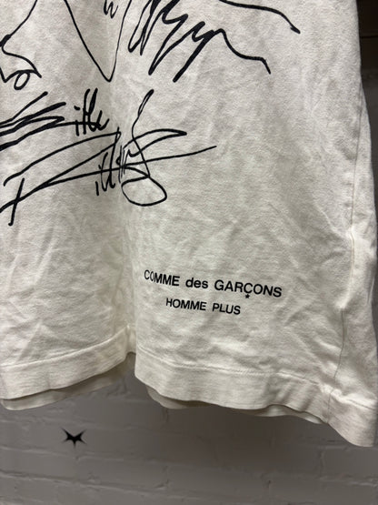 SS2005 Comme Des Garçons Homme Plus x Rolling Stones ‘Autograph’ White Graphic T-Shirt