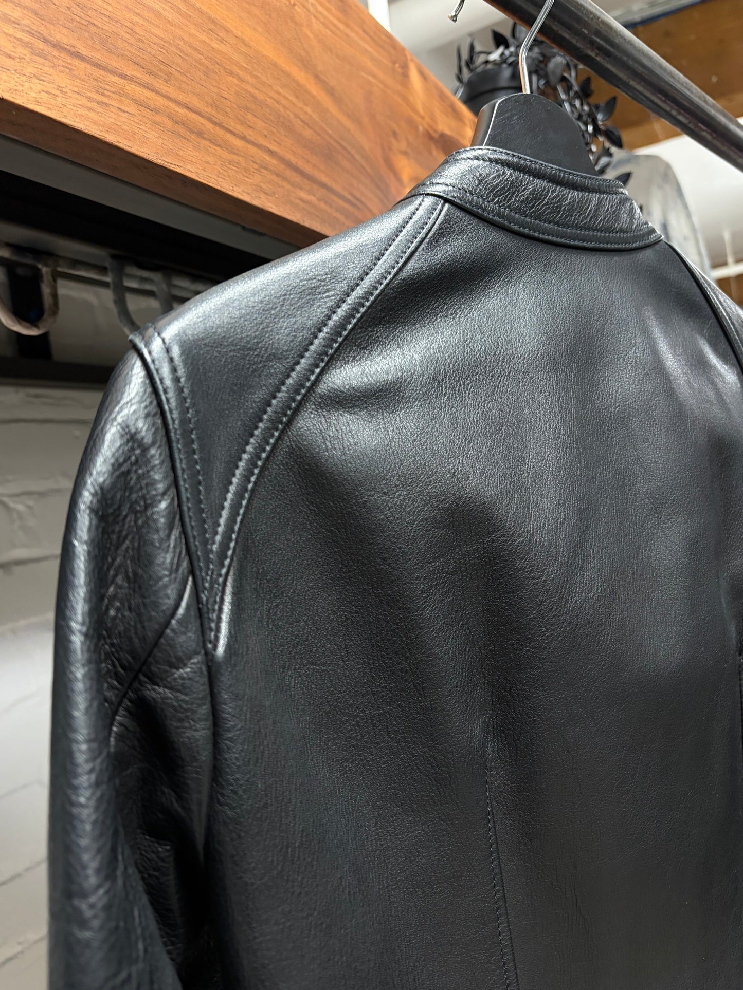 AW2014 Rick Owens ‘Moody’ Black Pebbled Leather Biker Jacket