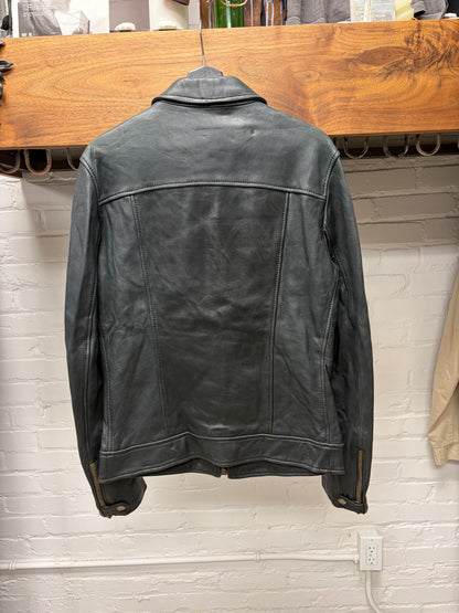 Dolce & Gabbana ‘Mainline’ Black Lambskin Leather Collared Jacket