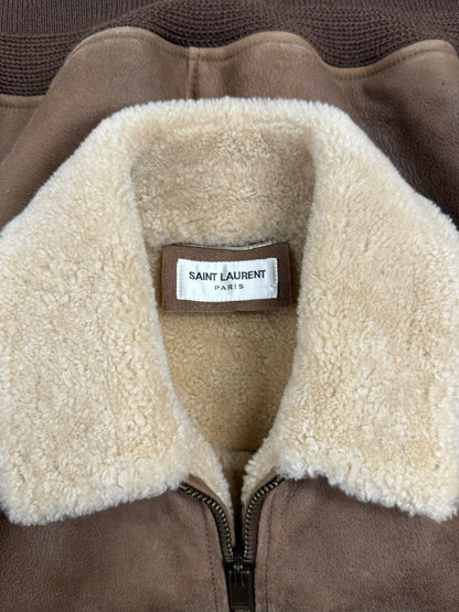 AW2020 Saint Laurent Shearling Lined Suede Bomber Jacket