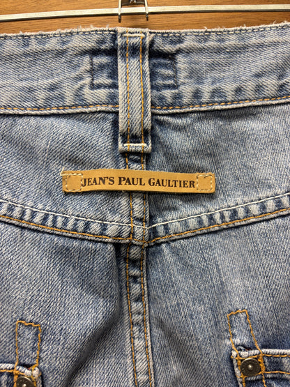 Vintage Jean Paul Gaultier ‘Floral Embroidery’ Light Wash Blue Straight Cut Denim