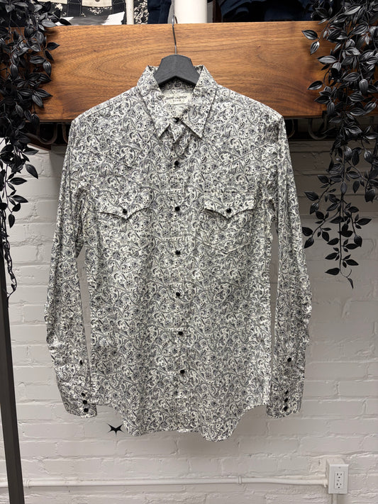 2016 Saint Laurent by Hedi Slimane ‘White Paisley’ Western Button Snap Shirt