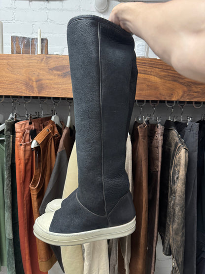 Rick Owens Blistered Suede ‘Creeper’ Shearling Lined Sneakers