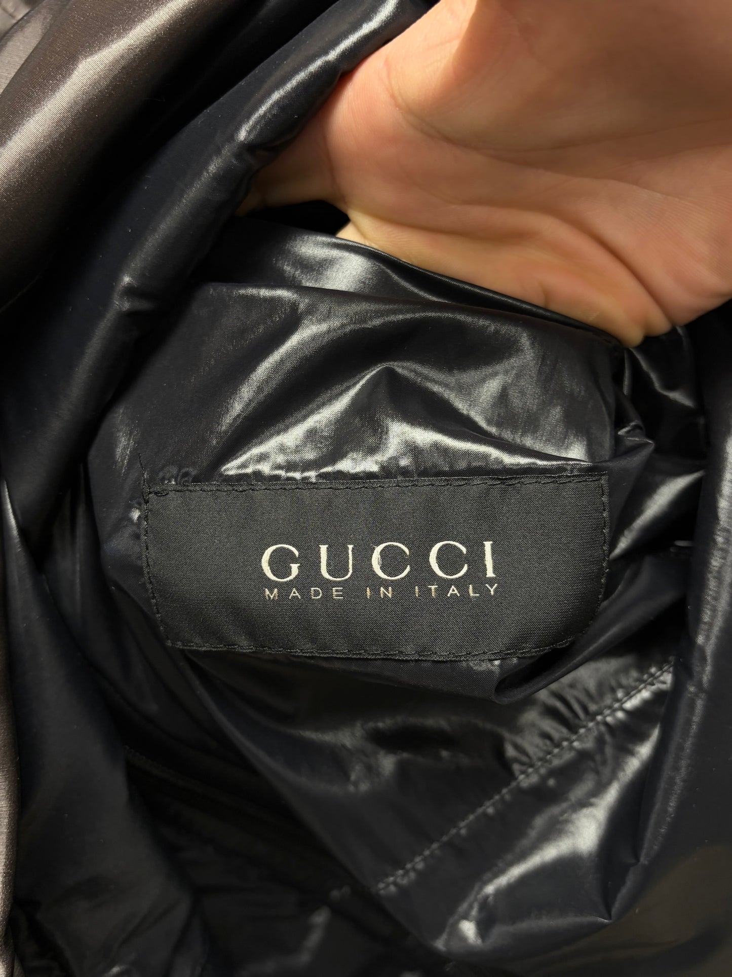 2010s Gucci Waxed Silver Windbreaker Shell Jacket