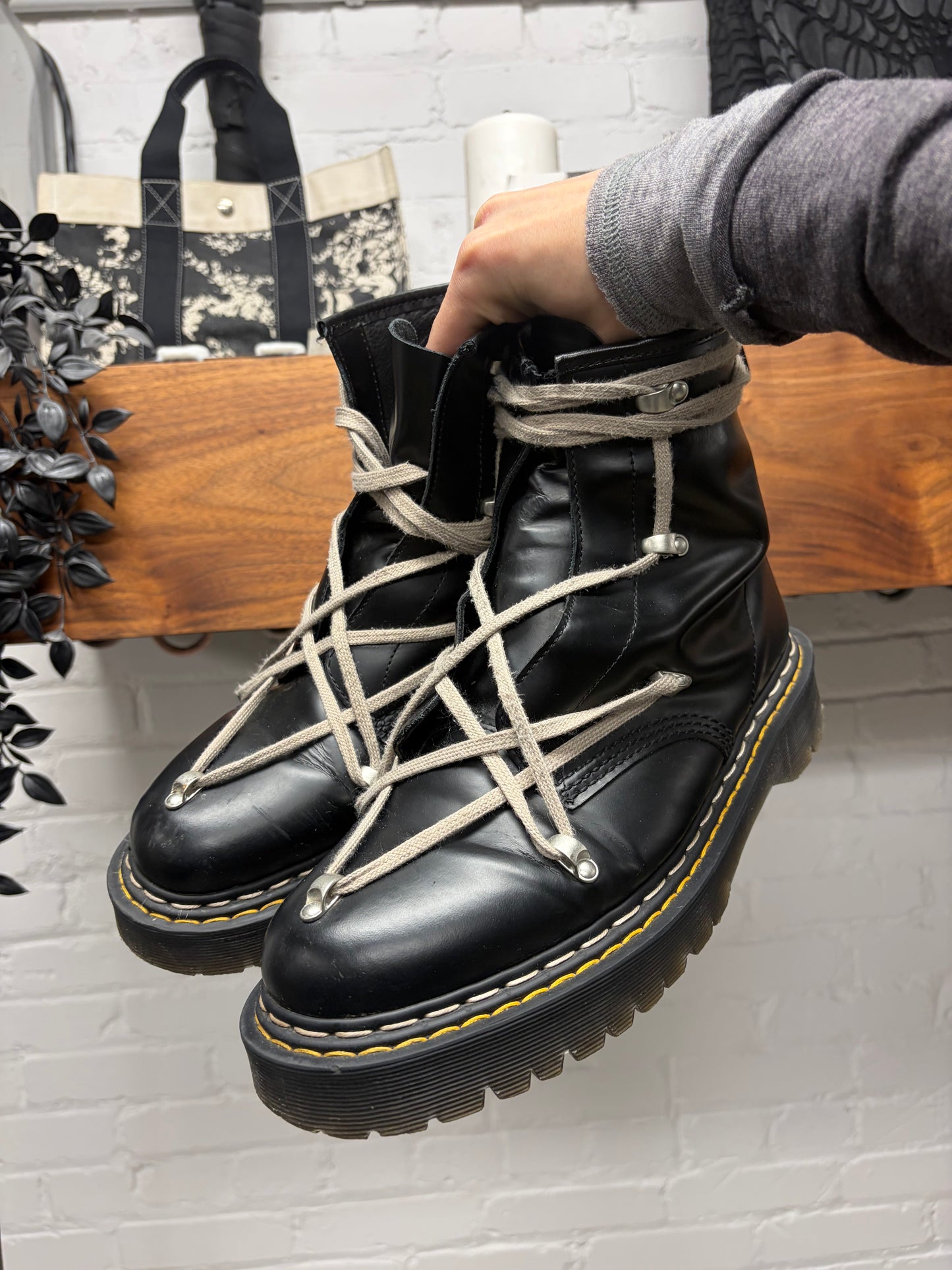 Rick Owens x Doc Martens ‘1460 Bex’ Pentagram Lace Black Leather Boots