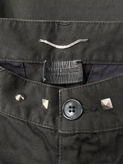 SS2016 Saint Laurent Studded Raw Hem Cutoff Shorts