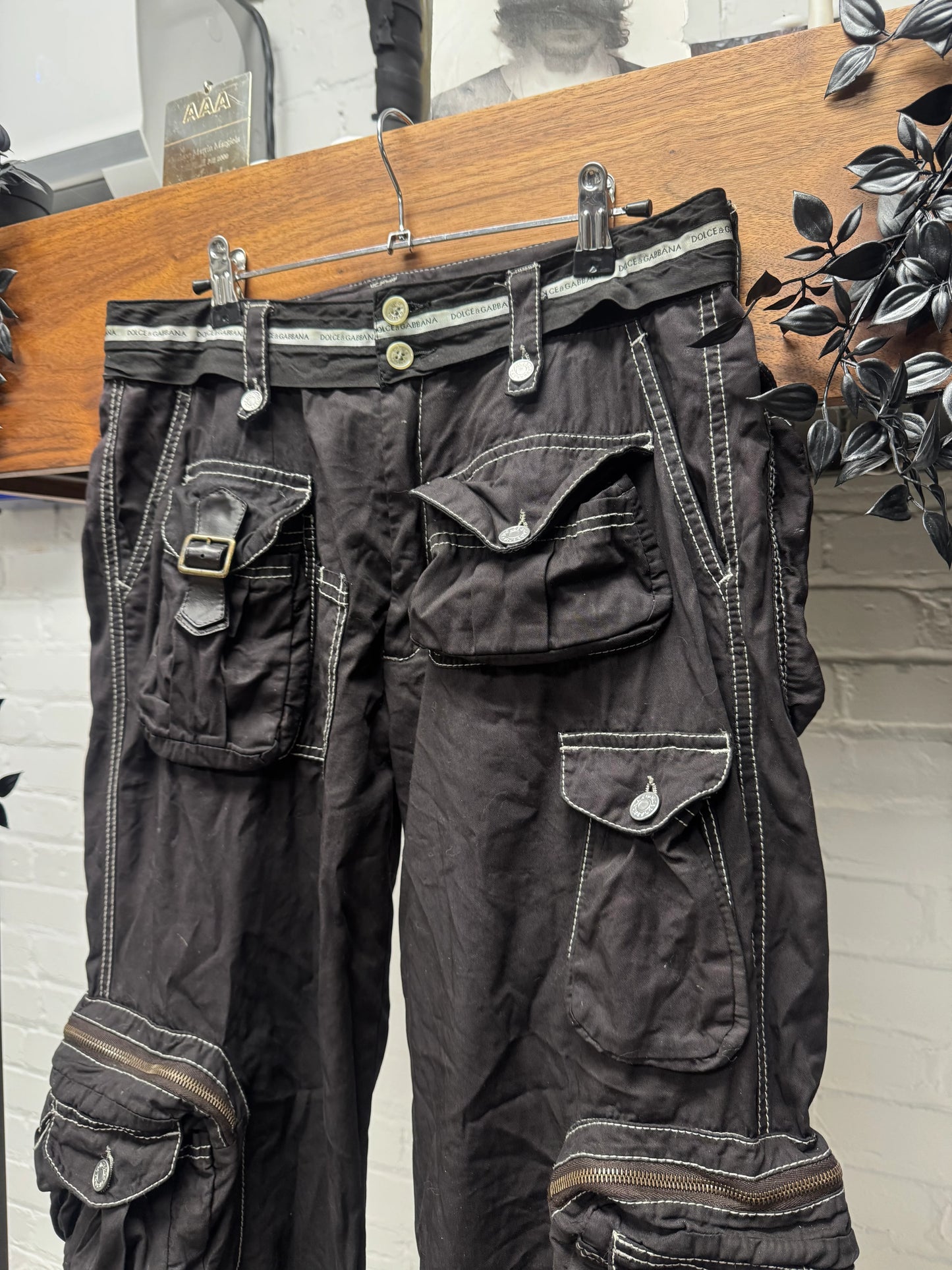 SS2003 Dolce & Gabbana Black Garment Dyed ‘Hunting’ Cargo Pants