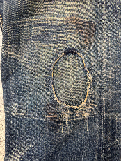 Kapital Bootcut ‘Sashiko’ Repaired Blue Flared Denim