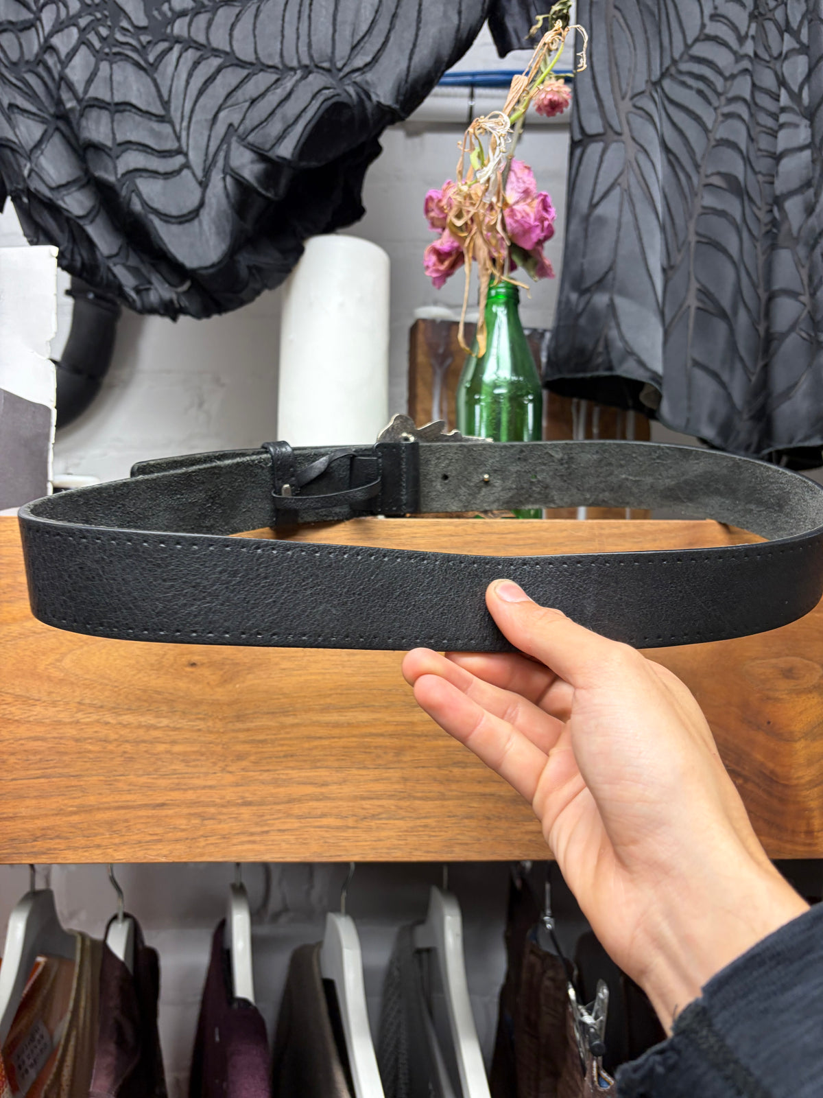 2000s Gucci ‘Anchor’ American Traditional Silver Buckle Leather Belt