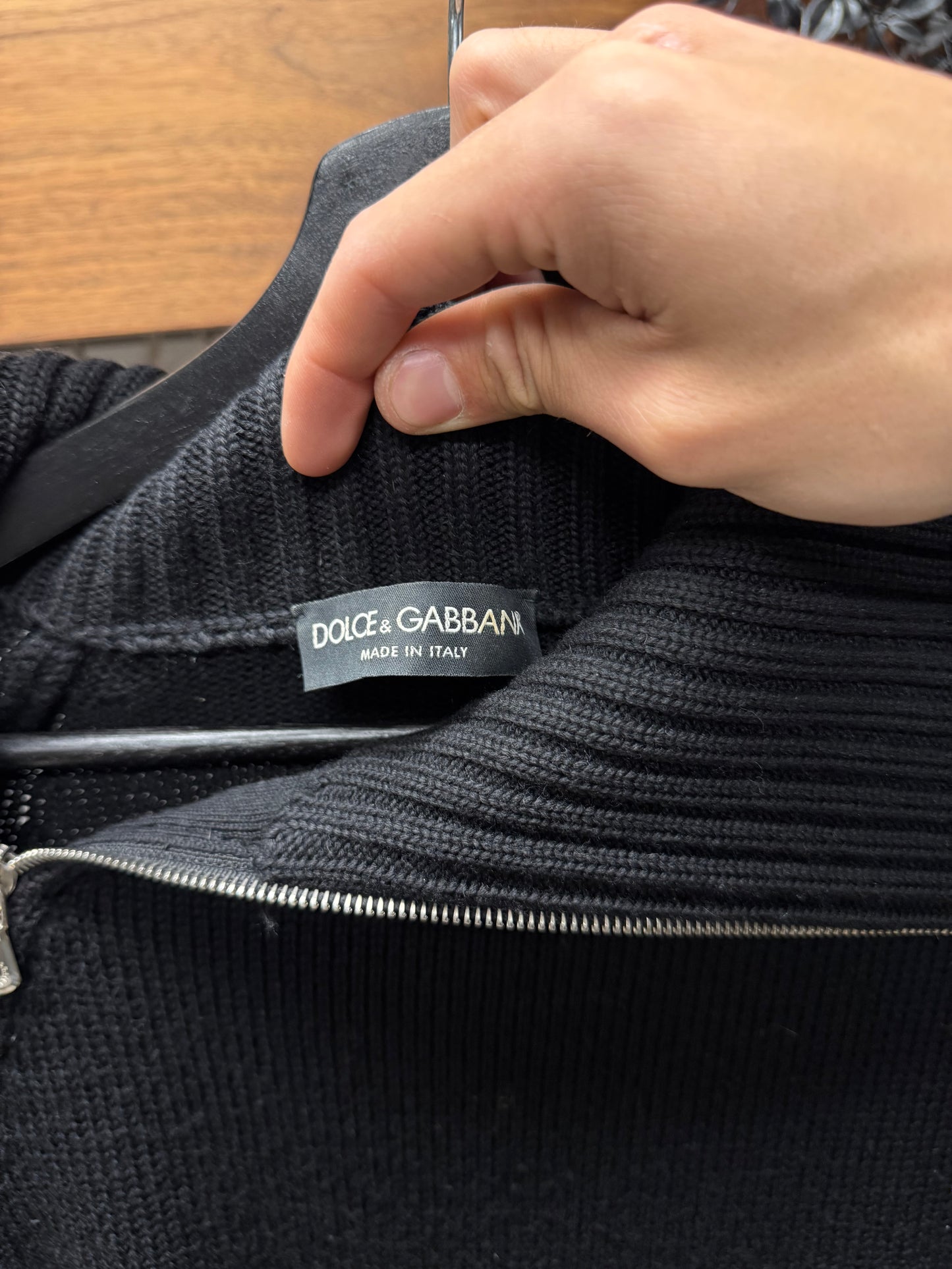 AW2003 Dolce & Gabbana ‘Spiral Zip’ Black Ribbed High Neck Sweater