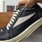 Rick Owens ‘Mainline’ Black Leather ‘Vans’ Low Top Sneakers
