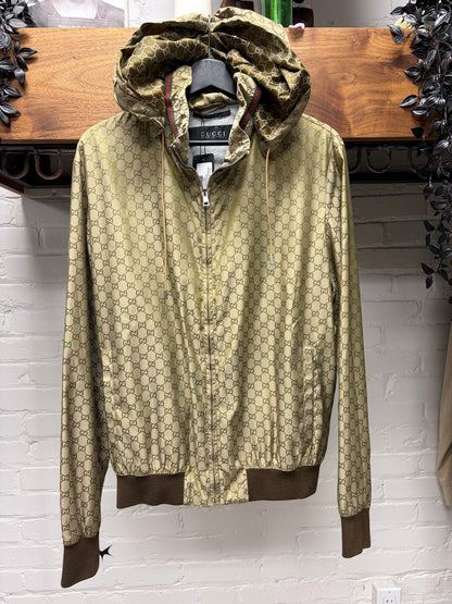 Gucci ‘Packable Hood’ Guccisima Monogram Zip-Up Shell Track Jacket with Sweatshirt Liner