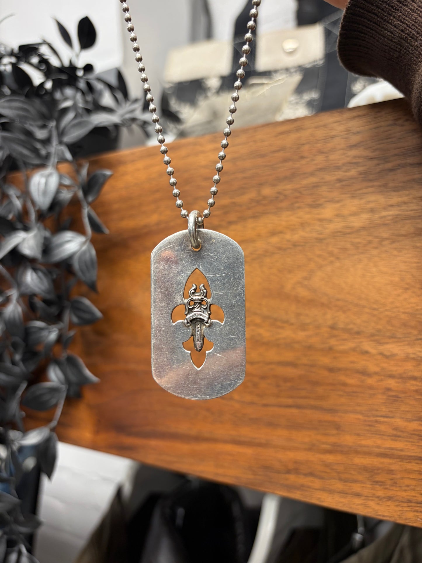 Chrome Hearts Dagger ‘Fleur Cutout’ 925 Silver Dogtag