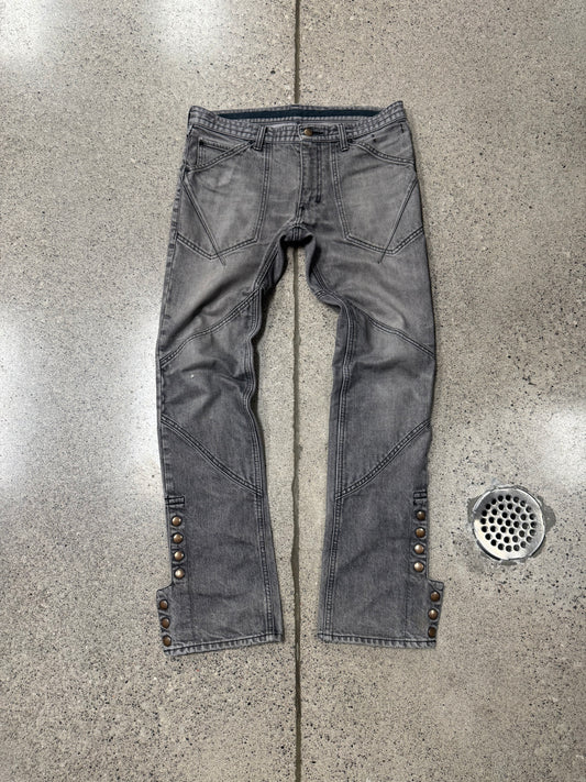 SS2007 Number (N)ine ‘Button Snap’ Grey Darted Flare Denim