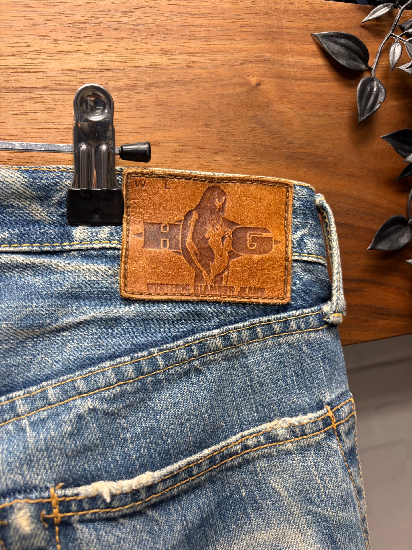 Hysteric Glamour ‘Dirt Washed’ Blue Studded Skinny Jeans
